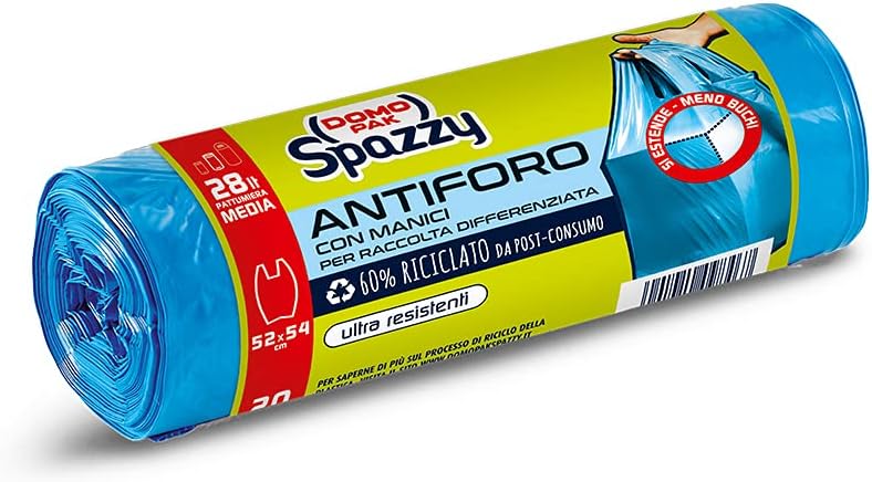 DOMOPAK SPAZZY ANTIFORO CON MANICI (28 LITRI - 20 SACCHI NETTEZZA)52X54