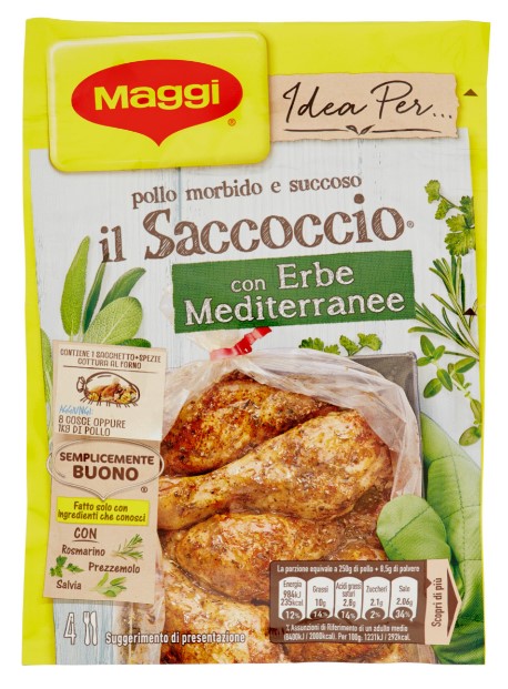 MAGGI IDEA PER IL SACCOCCIO CON ERBE MEDITERRANEE SACCHETTO E SPEZIE PER POLLO AL FORNO 1 PEZZO
