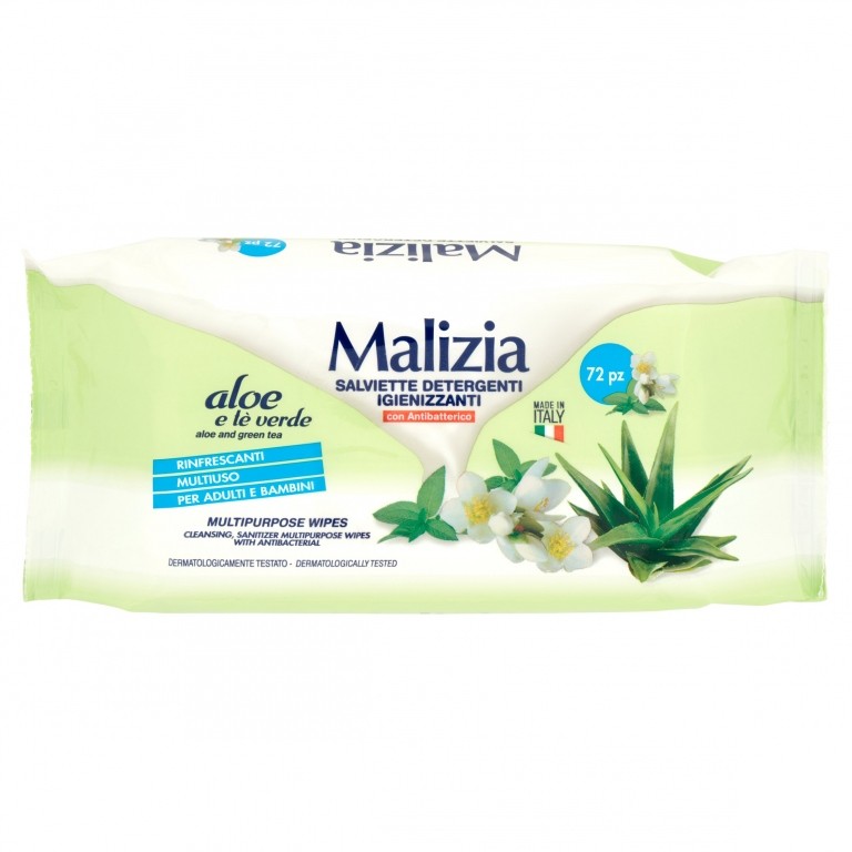 SALVIETTINE MULTIUSO MALIZIA ALOE TE VERDE 72 PZ