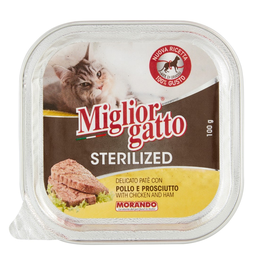 MIGLIORGATTO STERILIZED DELICATO PATE CON POLLO E PROSCIUTTO 100 G