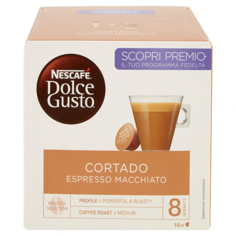 NESCAFE DOLCE GUSTO CORTADO ESPRESSO MACCHIATO CAFFE MACCHIATO 16 CAPSULE (16 TAZZE)