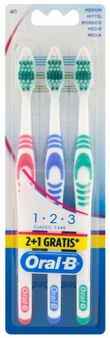 ORAL-B SPAZZOLINO MANUALE 1 2 3 CLASSIC CARE 40 MEDIO 2+1 GRATIS