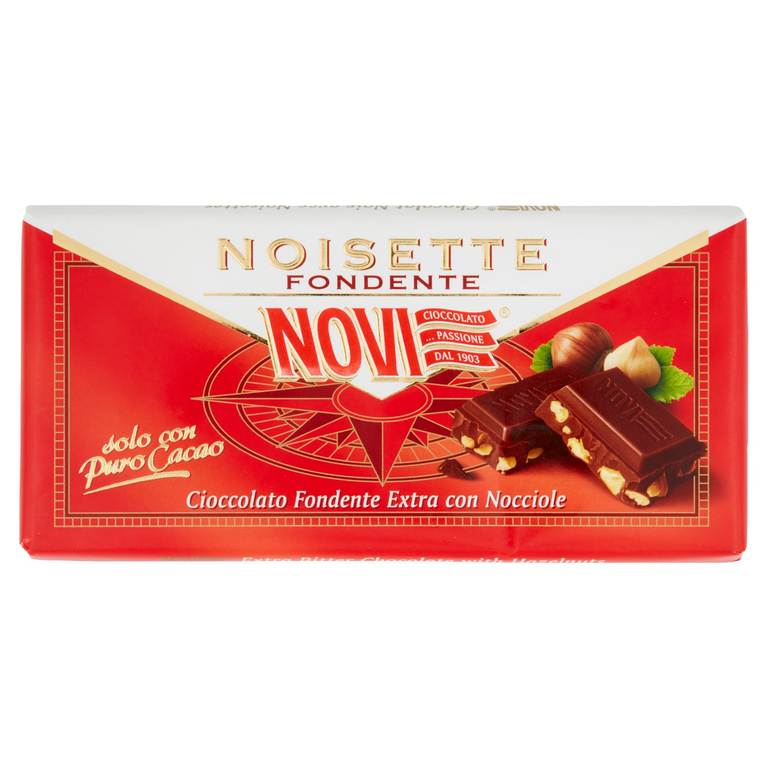 NOVI NOISETTE FONDENTE CIOCCOLATO FONDENTE EXTRA CON NOCCIOLE 100 G