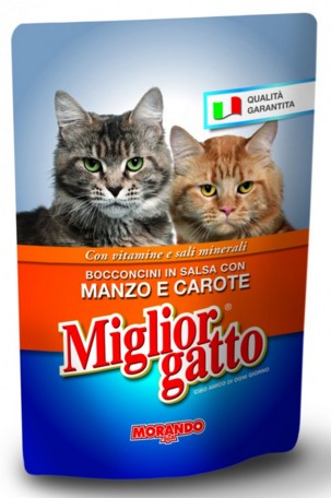 MIGLIORGATTO STRACCETTI CON MANZO E CAROTE 100 G