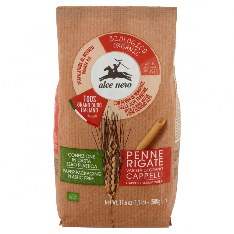 PASTA BIO PENNE RIG.SEN.CAPPELLI ALCE NERO GR500