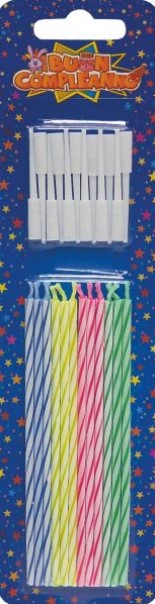 CANDELE SOTTILI MULTICOLOR RIGATE PZ12 CM10