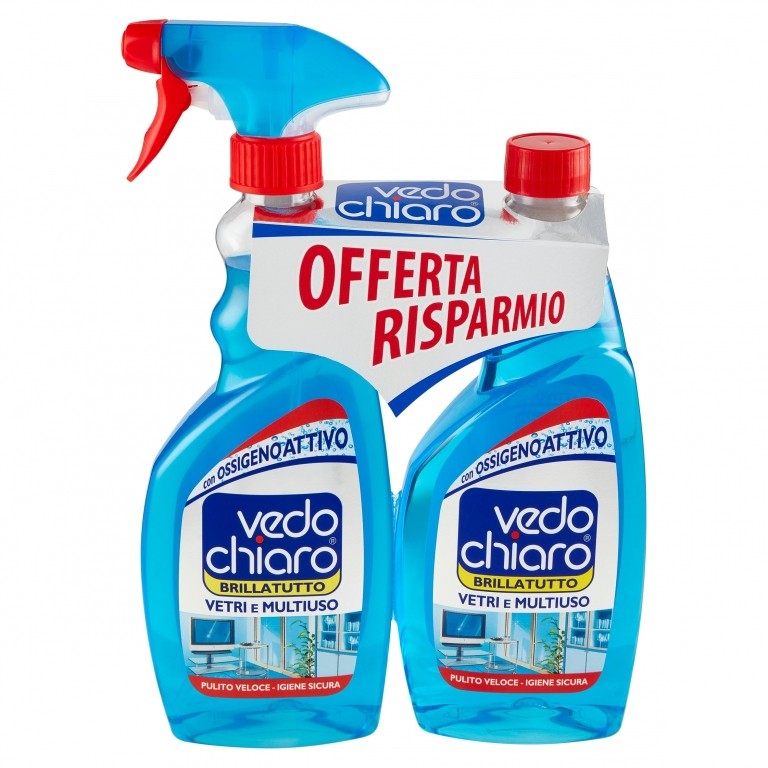 VEDO CHIARO BRILLATUTTO VETRI E MULTIUSO CON OSSIGENO ATTIVO 2 X 500 ML