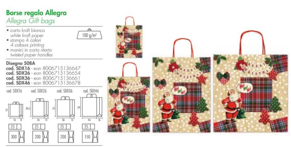 BORSA ALLEGRA F.TO 26X34,5X12 NATALE