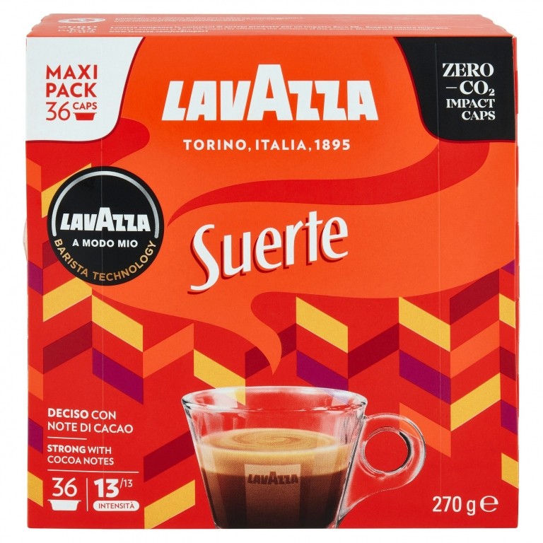 LAVAZZA A MODO MIO, SUERTE CAFFE ESPRESSO, INTENSITA 13/13 - 36 CAPSULE