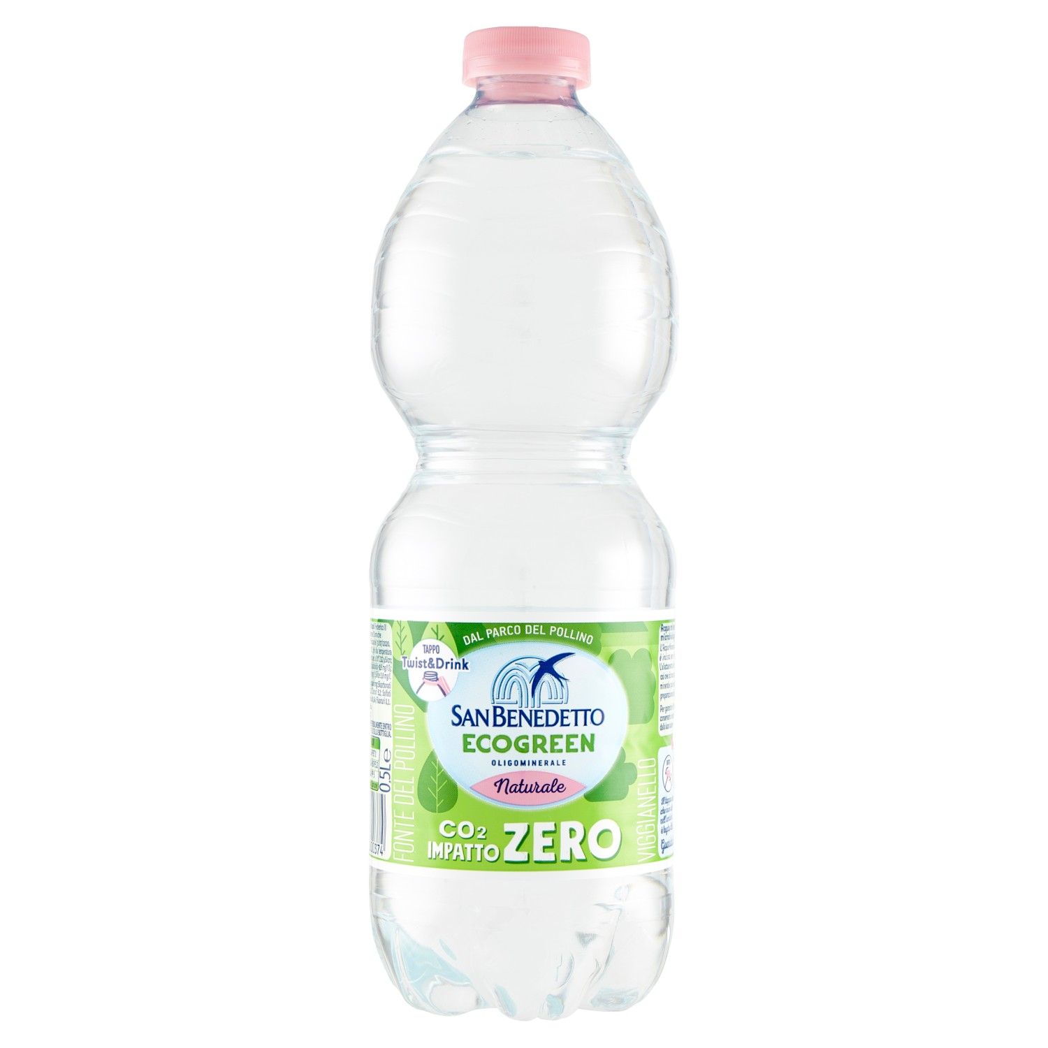 SAN BENEDETTO ECOGREEN 0,5L NATURALE - FONTE DEL POLLINO CON NUOVO TAPPO TWIST&DRINK