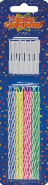 CANDELINE RIGATE SCINTILLINE 12PZ MULTICOLOR CM10