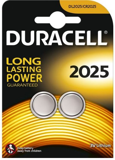 DURACELL 2025 BATTERIA BOTTONE AL LITIO SPECIALISTICA 3V CONFEZIONE DA 2 DL2025 CR2025