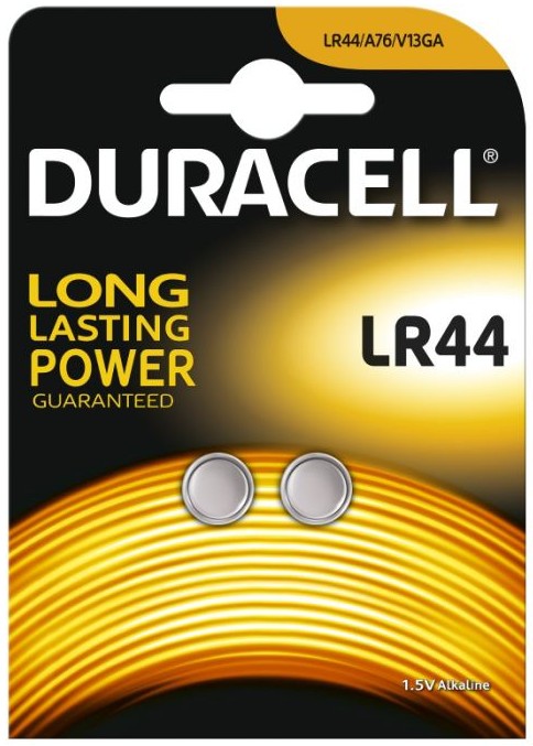 DURACELL LR44 BATTERIA BOTTONE ALCALINO SPECIALISTICA 1.5V CONFEZIONE DA 2 76A A76 V13GA