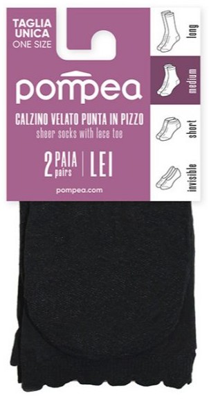 POMPEA CALZINO PIZZO X2 NERO T.UNICA