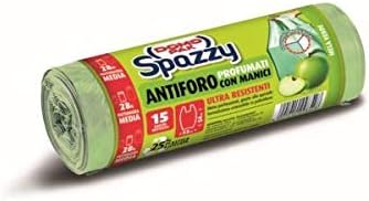 DOMOPAK SPAZZY ANTIFORO PROFUMATI CON MANICI - PROFUMATI MELA VERDE (28 LITRI - 15 SACCHI NETTEZZA)