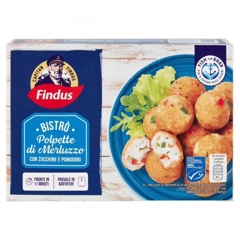 POLPETTE DI MERLUZZO/ZUCC./POMOD.FINDUS G228      