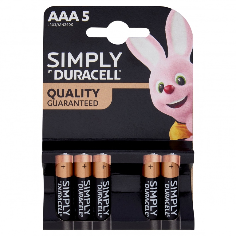 DURACELL SIMPLY AAA LR03 / MN2400 1.5V ALKALINE 5 PZ