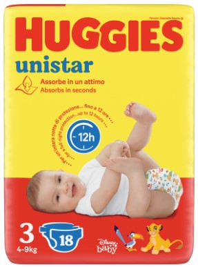 HUGGIES UNISTAR 3 4-9 KG 18 PZ