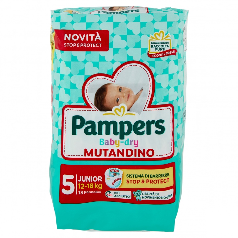 PANN.PAMPERS BABY DRY MUTANDINO N5 JUNIOR