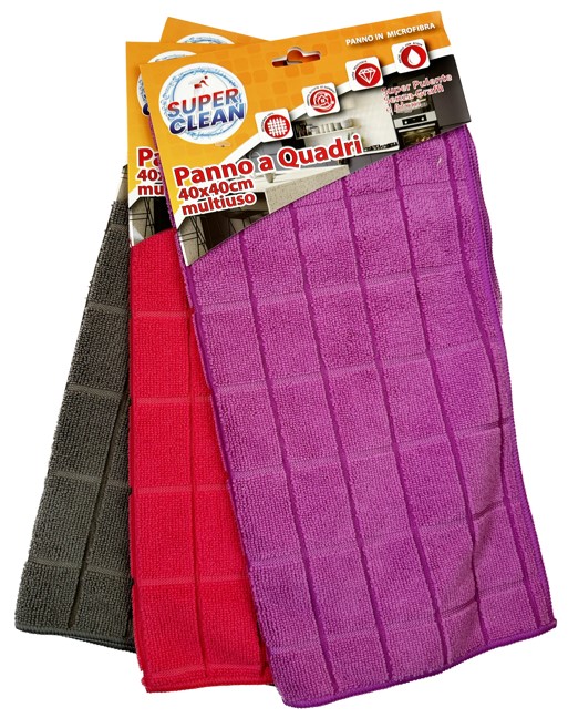 PANNO MICROFIBRA DA QUADRI SUPERCLEAN 40X40 MULTIUSO