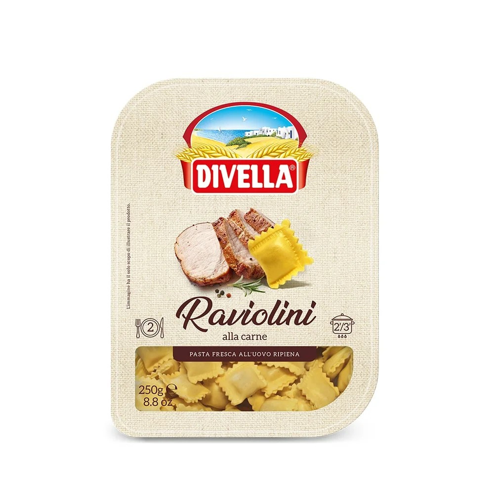 DIVELLA PASTA FRESCA ALL'UOVO RIPIENA RAVIOLI ALLA CARNE 250 G