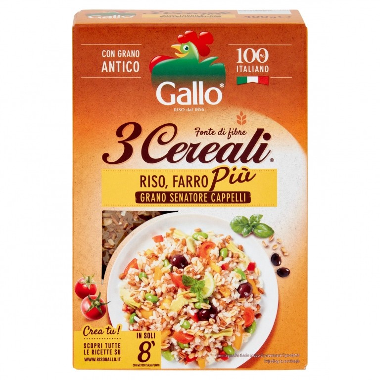 RISO GALLO 3 CEREALI FARRO&GRANO GR.400           