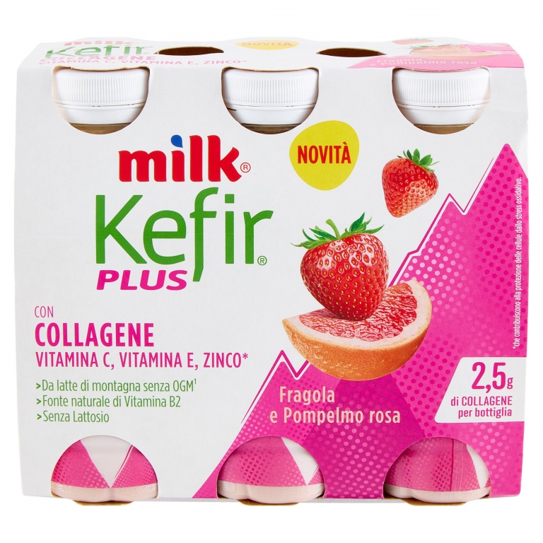 MILK PLUS COLLAGENE KEFIR BERE FRAGOLA/POMP.6X100G