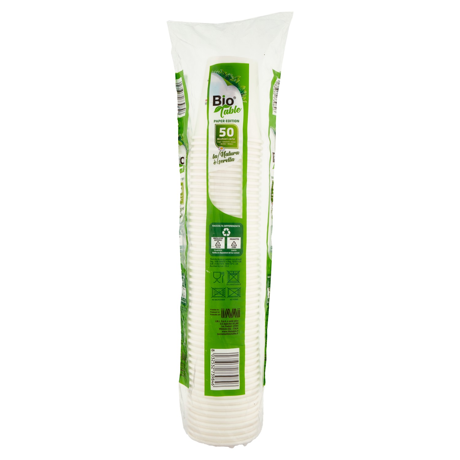 BICCHIERI ACQUA'CARTA+PE ML180 BIANCO PZ.50       
