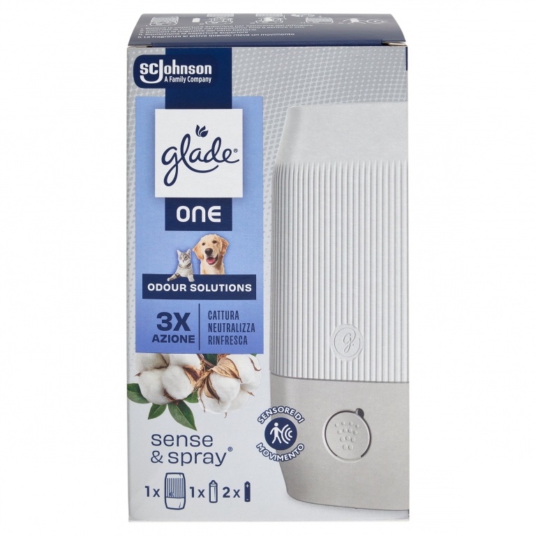 GLADE ONE SENSE&SPRAY BASE/RIC PET OUDOR          