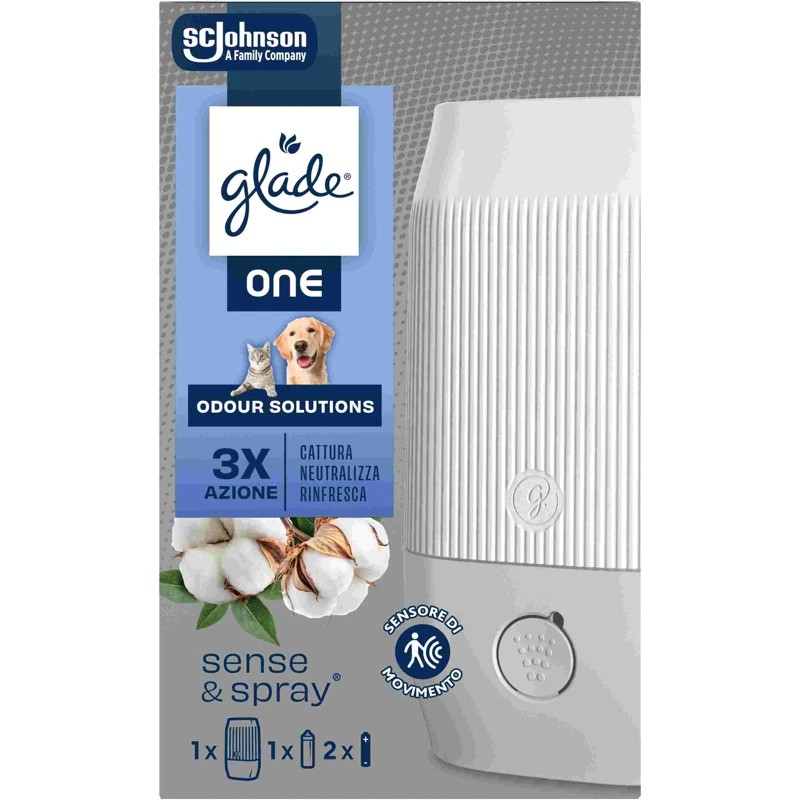 GLADE ONE SENSE&SPRAY BASE/RIC PET OUDOR          