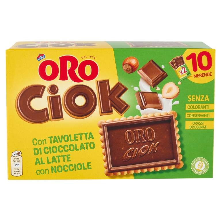 ORO CIOK CON TAVOLETTA DI CIOCCOLATO ALLA NOCCIOLA 10 X 25 G