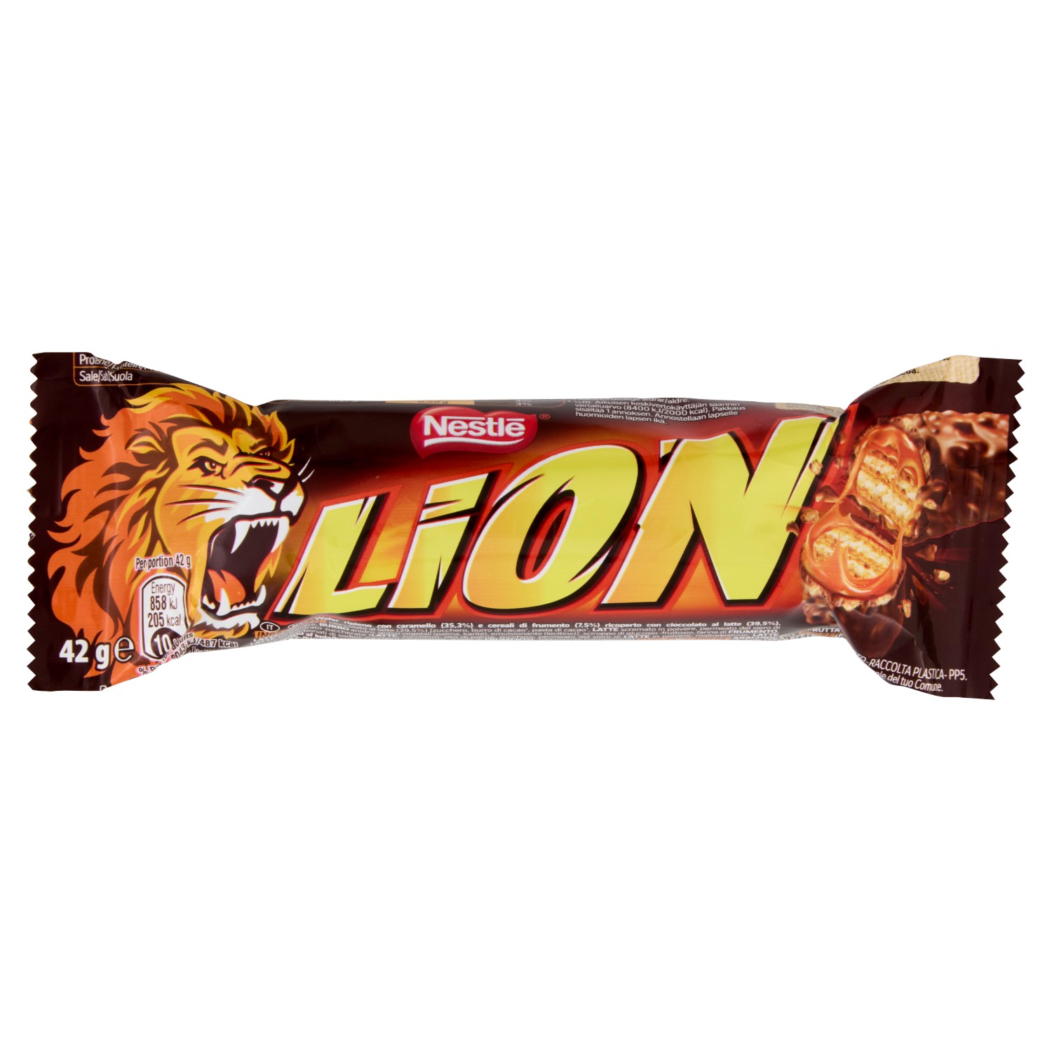 NESTLE LION SNACK CON WAFER TOFFEE E CEREALI RICOPERTI DI CIOCCOLATO AL LATTE 24 SNACK DA 42G