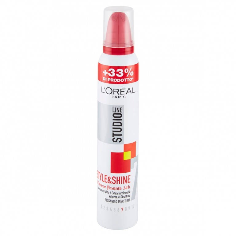L'OREAL PARIS STUDIO LINE STYLE&SHINE, MOUSSE CAPELLI IPERFORTE, 200 ML
