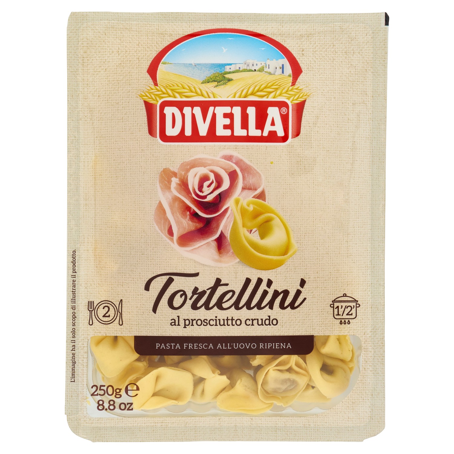 DIVELLA PASTA FRESCA ALL'UOVO RIPIENA TORTELLINI AL PROSCIUTTO CRUDO 250 G