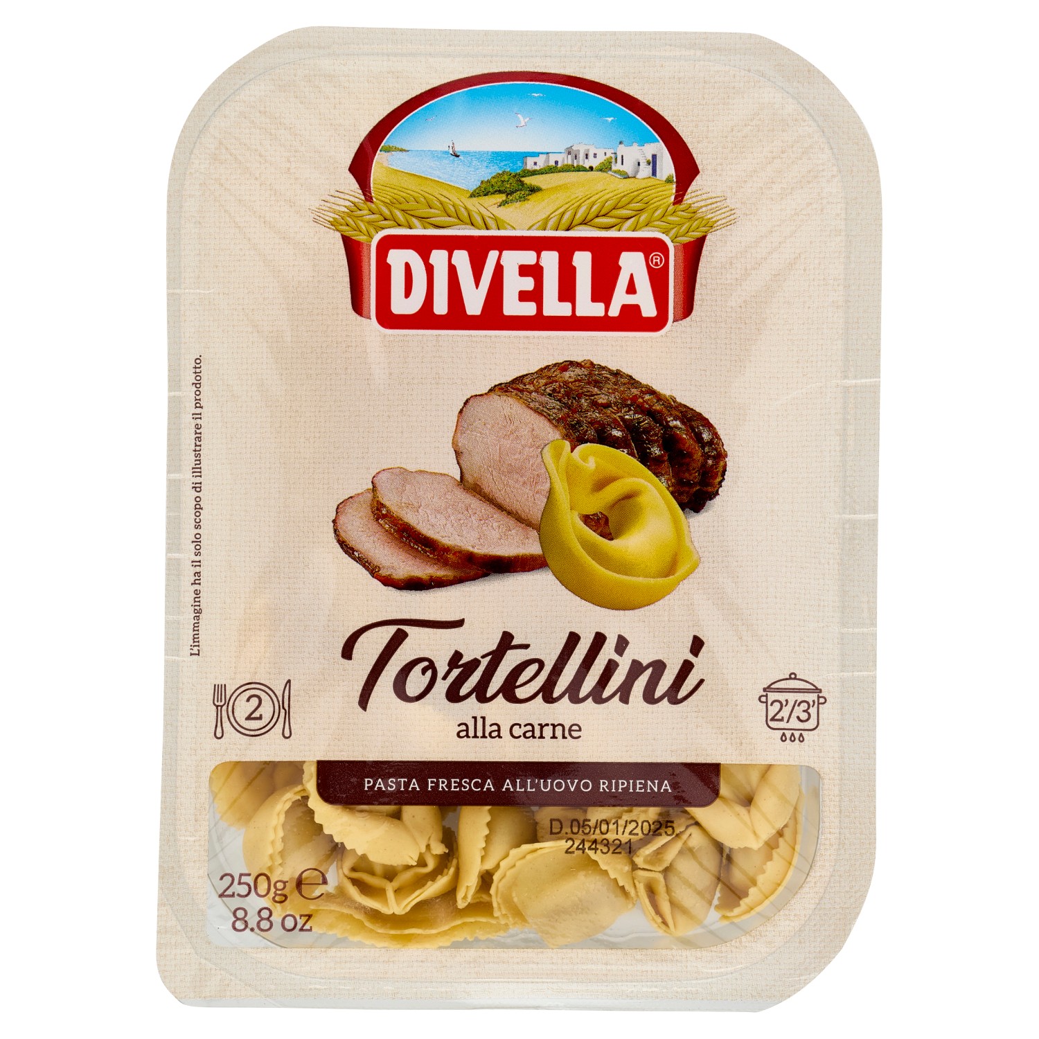 DIVELLA PASTA FRESCA ALL'UOVO RIPIENA TORTELLINI ALLA CARNE 250 G