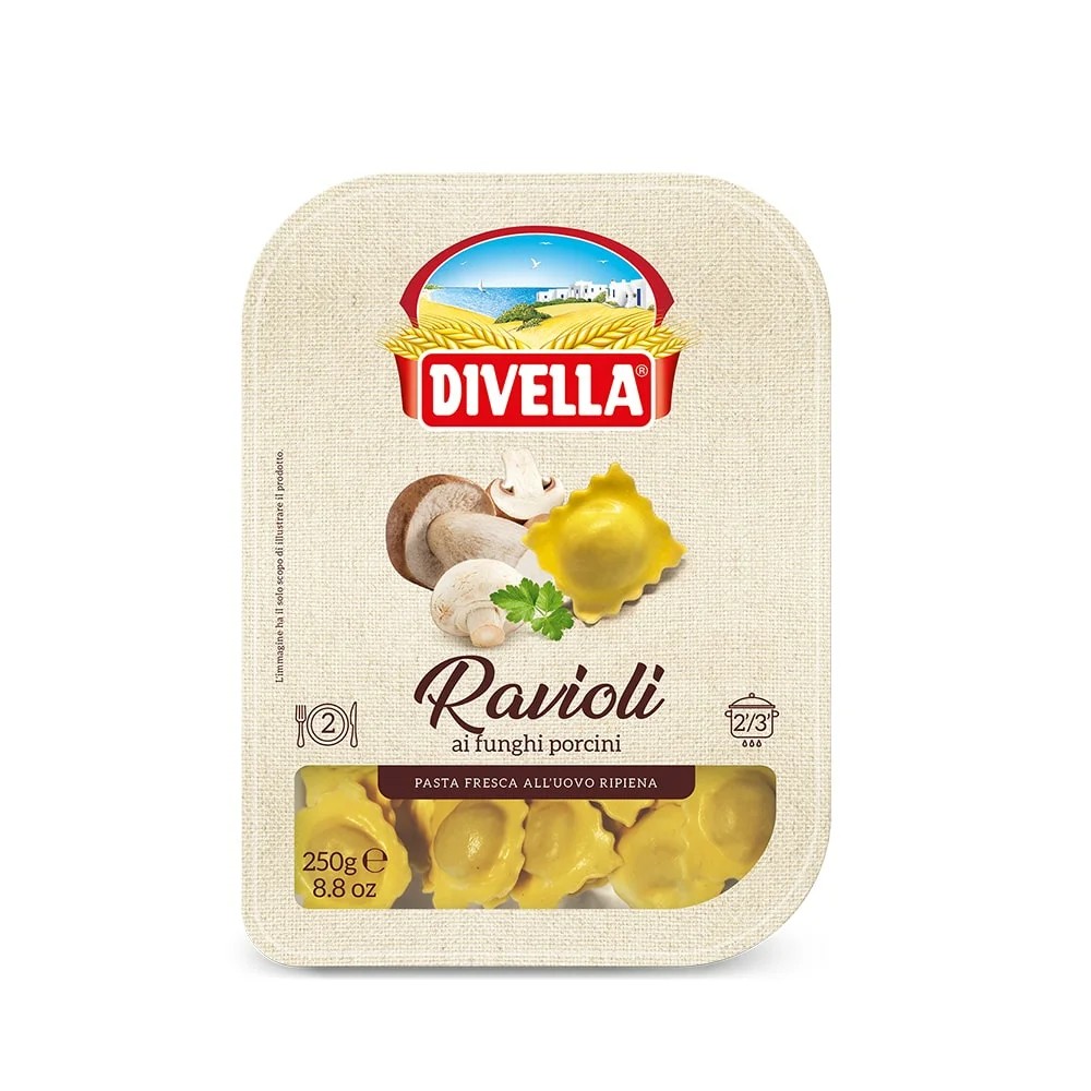 RAVIOLI FRESCHI DIVELLA AI FUNGHI GR.250