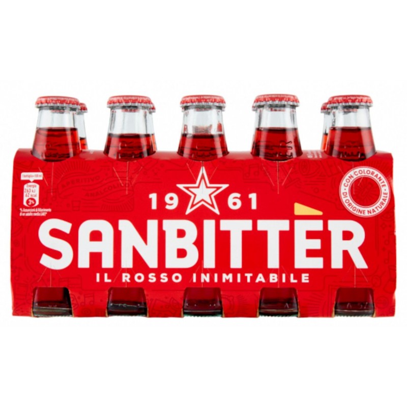 SANBITTER APERITIVO ANALCOLICO, BOTTIGLIA MONODOSE 10CL X 10