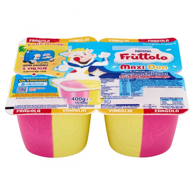 NESTLE FRUTTOLO MAXI DUO FRAGOLA VANIGLIA 4 X 100 G