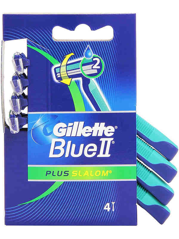 GILLETTE BLUE II PLUS SLALOM RASOIO DA UOMO USA E GETTA - 4 RASOI