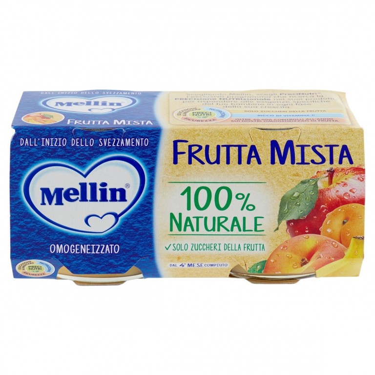 MELLIN FRUTTA MISTA 100% NATURALE OMOGENEIZZATO 2 X 100 G