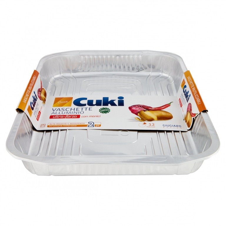 CUKI CUOCE VASCHETTE ALLUMINIO CON MANICI 12PORZIONI - 2 PZ (RS74)