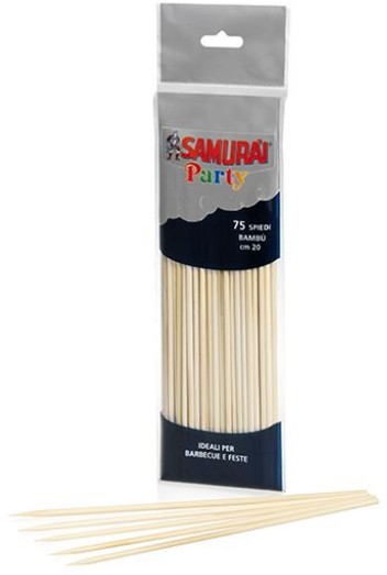 SAMURAI SPIEDI DELUXE IN BAMBU SEZIONE TONDA 20 CM ?? 3,0 MM 75 PZ